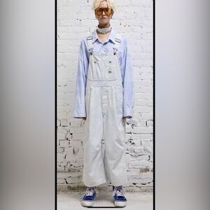 R13 Women’s Oversize Overalls Crop Jeans Cloud Blue Wash Sz L $495+ NWT